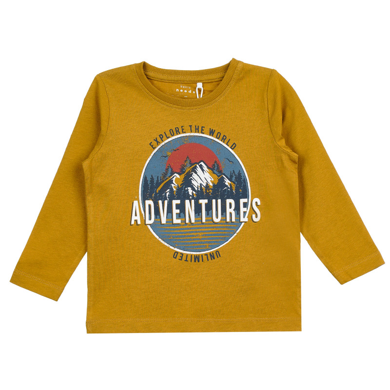 NAME IT καφέ μπλουζάκι από οργανικό βαμβακερό με στάμπα 'Adventures' για αγόρια  371225