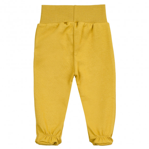 Βαμβακερό κίτρινο βρεφικό παντελόνι με κλειστό πόδι και κέντημα Pinokio 371242 5