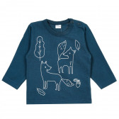 Βαμβακερό μπλε μπλουζάκι Pinokio, με κέντημα 'Fox in the forest', για αγόρια Pinokio 371251 