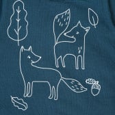 Βαμβακερό μπλε μπλουζάκι Pinokio, με κέντημα 'Fox in the forest', για αγόρια Pinokio 371252 2