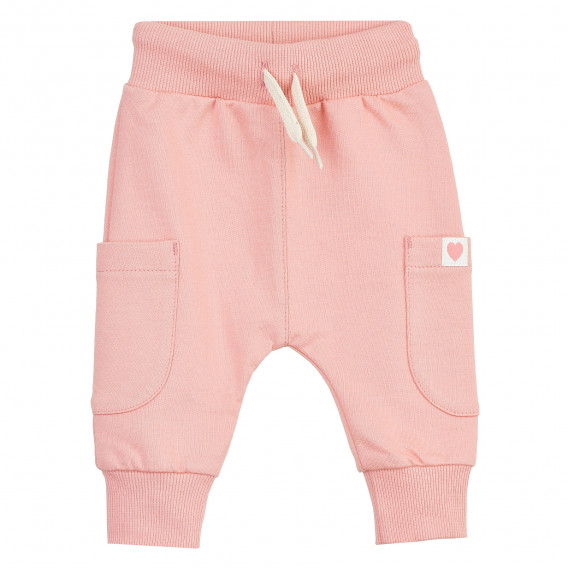Βαμβακερό παντελόνι με ραμμένη απλικέ καρδιά για μωρό, ροζ Pinokio 371259 1