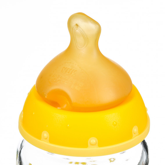 First Choice πορτοκαλί γυάλινη φιάλη με πιπίλα μέσης ροής για ηλικία 0-6 μηνών, 240 ml. NUK 371295 5