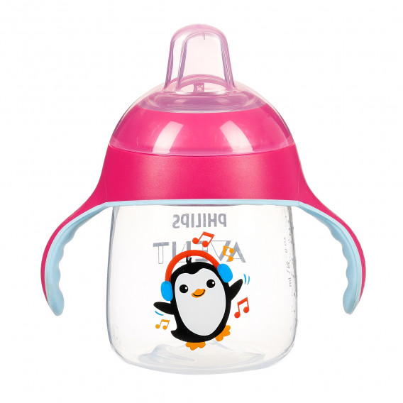 Κύπελλο με μαλακή άκρη και λαβές Penguin, 12+ μηνών, 260 ml, ροζ Philips AVENT 371438 