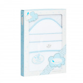 Βρεφική πετσέτα μπάνιου STICH, 100 x 100 cm, λευκή και μπλε Inter Baby 371474 4