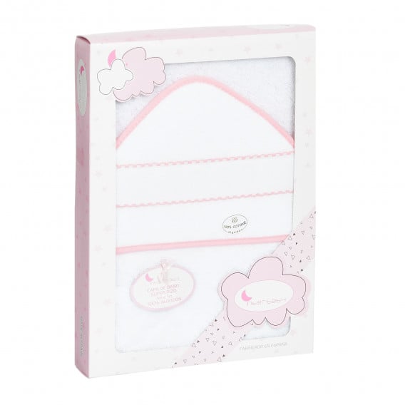 Βρεφική πετσέτα μπάνιου STICH, 100 x 100 cm, λευκή και ροζ Inter Baby 371478 4
