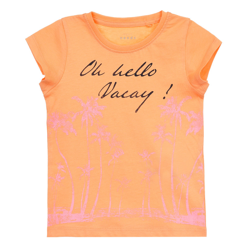 Μπλουζάκι με γραφική εκτύπωση πορτοκαλί για κορίτσια  371485