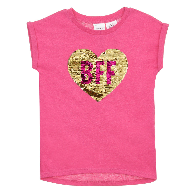 Μπλουζάκι με μια μεταβαλλόμενη εικόνα - Καρδιά, για ένα κορίτσι, ροζ  371489