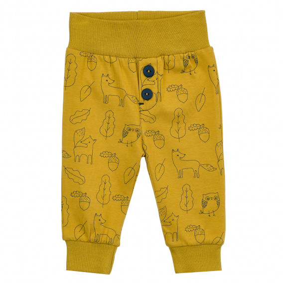 Βαμβακερό παντελόνι Pinokio, με forest print, κίτρινο για αγόρια Pinokio 371532 1