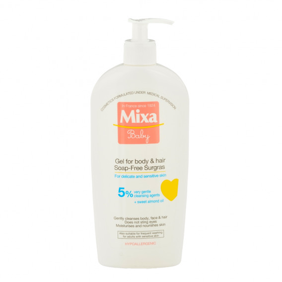 Τζελ-αφρός για μαλλιά και σώμα χωρίς σαπούνι, 400 ml.  Mixa 371862 
