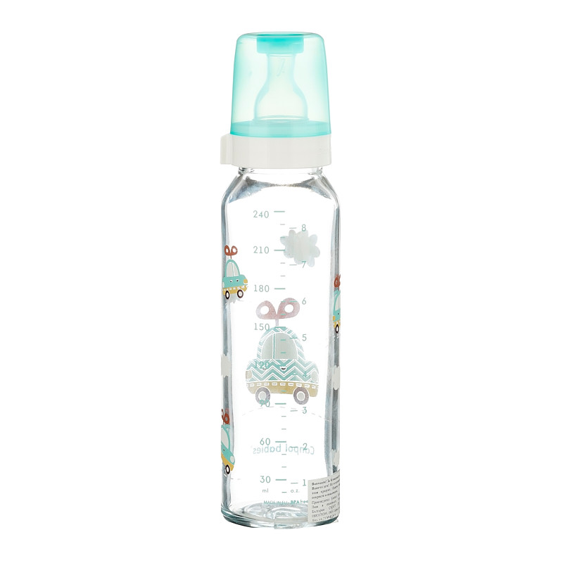 Γυάλινο μπουκάλι με πιπίλα ταχείας ροής για μωρό 1+ ετών, 240 ml.   371875