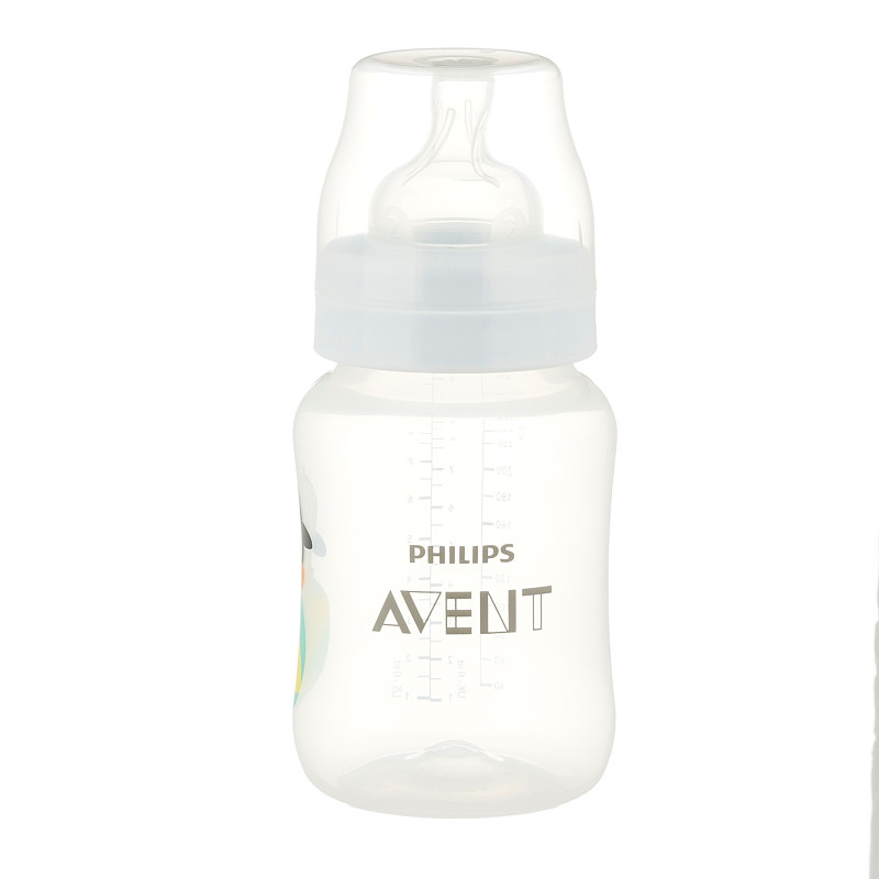 Αντι-κολικό μπουκάλι πολυπροπυλενίου με αργή πιπίλα, μέτρια ροή, 1+ μηνών, 260 ml, πιγκουίνος  371964