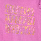 NAME IT ροζ βαμβακερό μπλουζάκι με στάμπα Weekend,  για κορίτσια Name it 372018 2