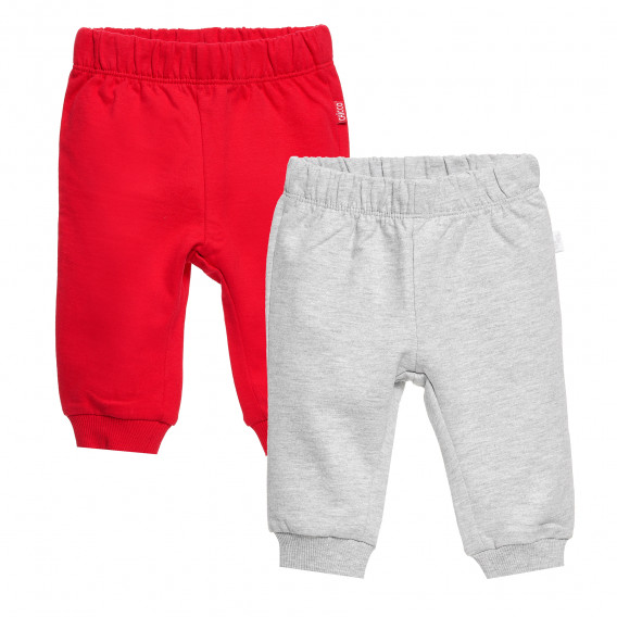 Σετ από δύο βαμβακερά βρεφικά παντελόνια για αγόρια γκρι και κόκκινο Chicco 372082 1