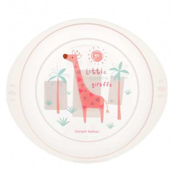 Πιάτο - ροζ με καμηλοπάρδαλη, πλαστικό Canpol 372314 