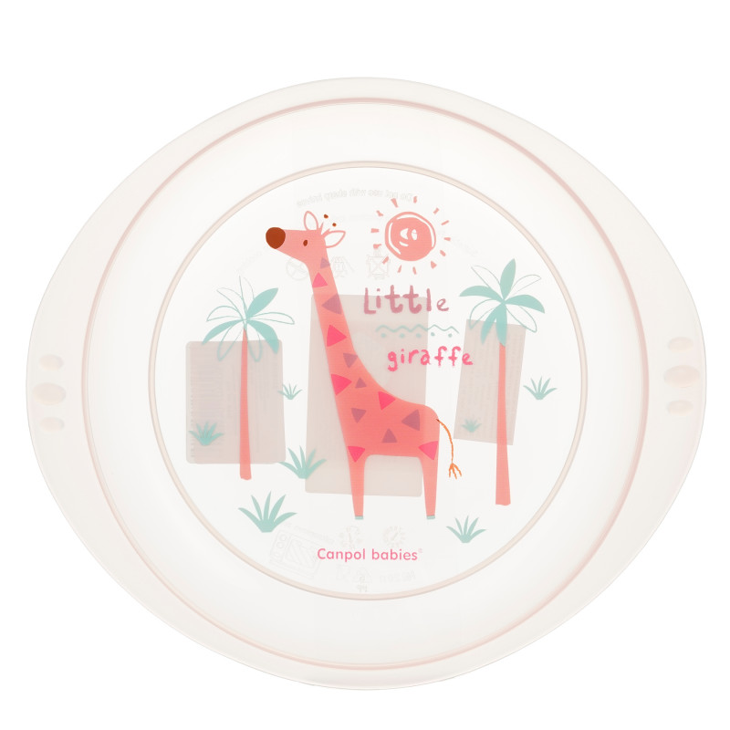 Πιάτο - ροζ με καμηλοπάρδαλη, πλαστικό  372314