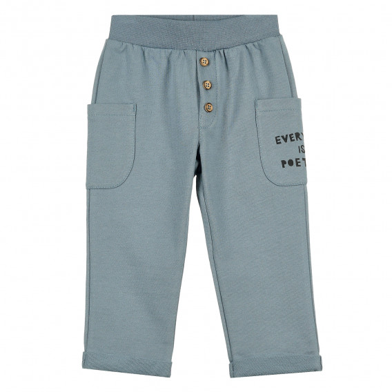 Βαμβακερό παντελόνι με διπλωμένα μπατζάκια, μπλε Pinokio 372724 1