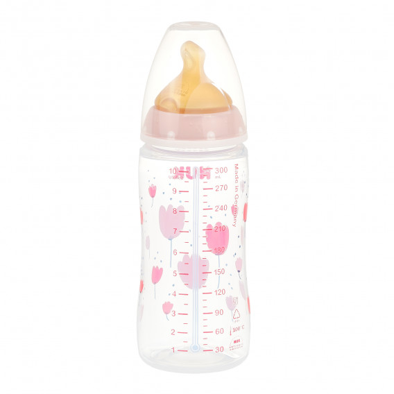 First Choice μπουκάλι σε ροζ χρώμα πολυπροπυλενίου, Termo control​ με πιπίλα μέσης ροής για ηλικία 0-6 μηνών, 300 ml. NUK 372849 2