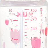 First Choice μπουκάλι σε ροζ χρώμα πολυπροπυλενίου, Termo control​ με πιπίλα μέσης ροής για ηλικία 0-6 μηνών, 300 ml. NUK 372852 5