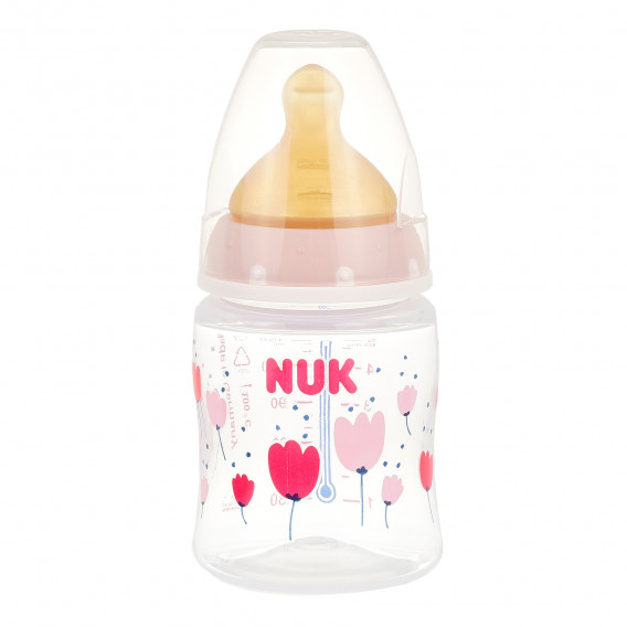 First Choice ροζ μπουκάλι πολυπροπυλενίου , Termo control με πιπίλα μέσης ροής για ηλικία 0-6 μηνών, 150 ml. NUK 372860 