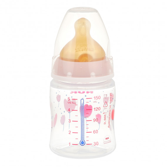 First Choice ροζ μπουκάλι πολυπροπυλενίου , Termo control με πιπίλα μέσης ροής για ηλικία 0-6 μηνών, 150 ml. NUK 372861 2