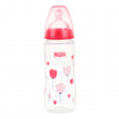 First Choice ροζ μπουκάλι πολυπροπυλενίου, Termo control​ με πιπίλα γρήγορης ροής για ηλικία 6-18 μηνών, 360 ml. NUK 372866 
