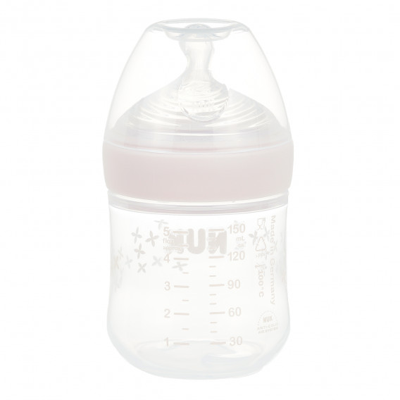 Nature Sense μπουκάλι ροζ χρώματος πολυπροπυλενίου με πιπίλα αργής ροής ηλικίας 0-6 μηνών, 150 ml. NUK 372884 