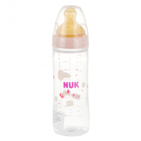 Ροζ μπουκάλι τροφοδοσίας πολυπροπυλενίου, με πιπίλα Μ, για ηλικία 6-18 μηνών, 250 ml NUK 372930 