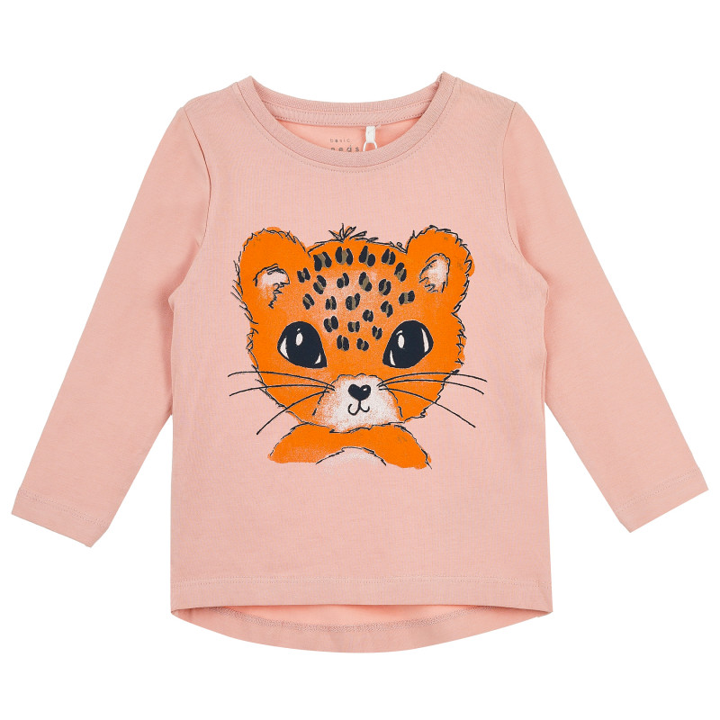 Οργανική βαμβακερή μπλούζα με εκτύπωση, ροζ  373018