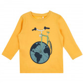Οργανική βαμβακερή μπλούζα με εκτύπωση τροχού, κίτρινη Name it 373026 