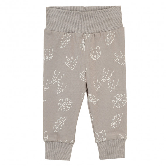Βαμβακερό παντελόνι με γραφική εκτύπωση για μωρό, καφέ Pinokio 373076 