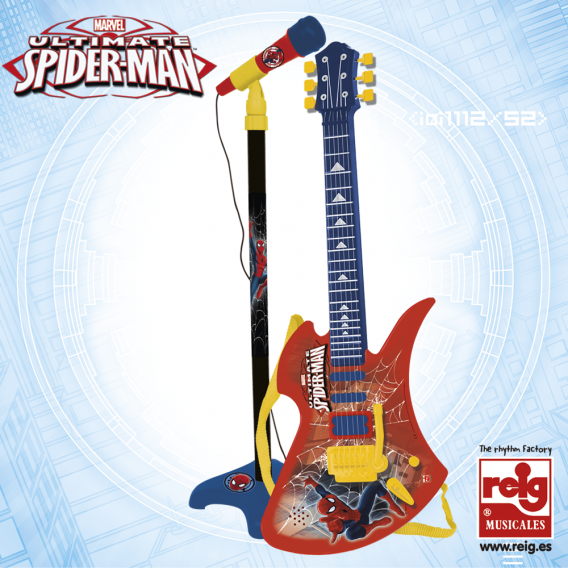 Παιδικό σετ κιθάρα με 6 χορδές και μικρόφωνο Spiderman 3792 