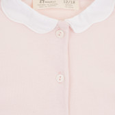 Μακρυμάνικη βαμβακερή μπλούζα σε ανοιχτό ροζ, με λευκό γιακά ZY 380641 2