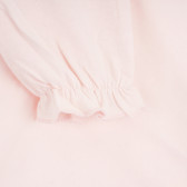 Μακρυμάνικη βαμβακερή μπλούζα σε ανοιχτό ροζ, με λευκό γιακά ZY 380642 3