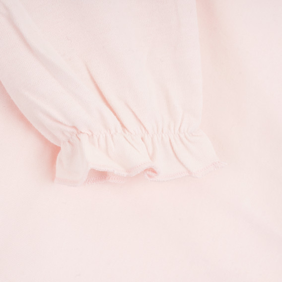 Μακρυμάνικη βαμβακερή μπλούζα σε ανοιχτό ροζ, με λευκό γιακά ZY 380642 3