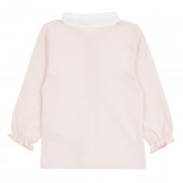 Μακρυμάνικη βαμβακερή μπλούζα σε ανοιχτό ροζ, με λευκό γιακά ZY 380643 4