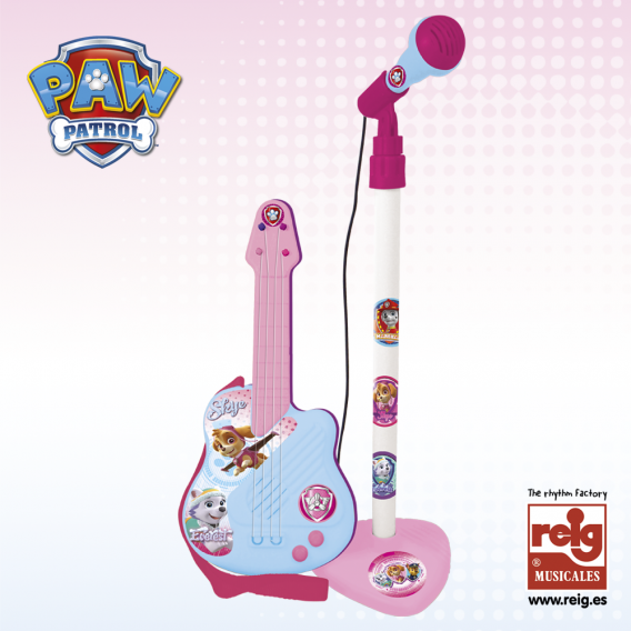 Παιδική κιθάρα και μικρόφωνο, σε ροζ χρώμα Paw patrol 3813 