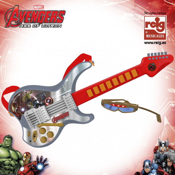 Παιδική ηλεκτρονική γυάλινη κιθάρα με μικρόφωνο Avengers Avengers 3819 