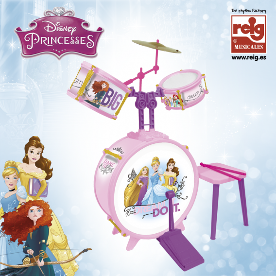 Παιδικό σετ ντραμς με καρεκλάκι, και σχέδια με πριγκίπισσες Frozen 3830 