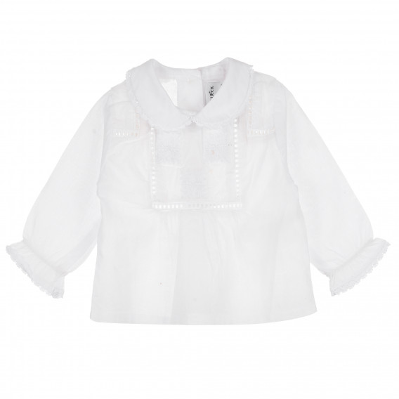 Λευκό βαμβακερό πουκάμισο με γιακά, για κορίτσι Neck & Neck 384681 