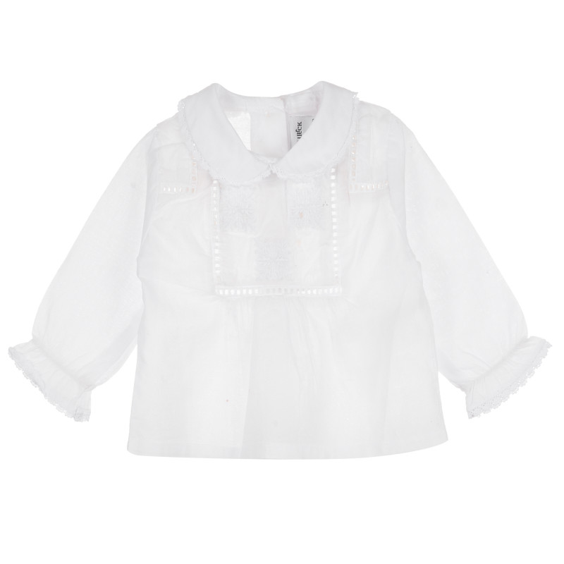 Λευκό βαμβακερό πουκάμισο με γιακά, για κορίτσι  384681