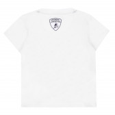 Βαμβακερό  T-shirt για αγόρι, σε λευκό χρώμα με τυπωμένο σχέδιο ταύρο και επιγραφή Lamborghini 384957 2