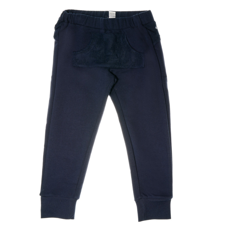 Παντελόνι σε μπλε χρώμα με τσέπη και κέντημα για κορίτσι  38869