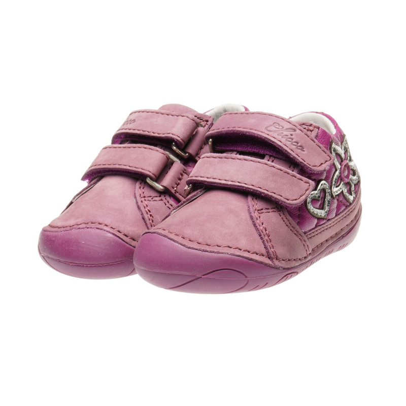 Δερμάτινα παπούτσια με διακόσμηση καρδιάς για κοριτσάκι, ροζ  39822
