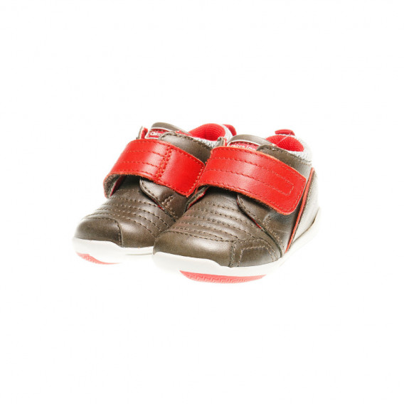 Δερμάτινα παπούτσια βρεφικά για αγόρι με κόκκινη λεπτομέρεια Chicco 39905 