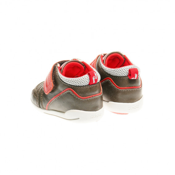 Δερμάτινα παπούτσια βρεφικά για αγόρι με κόκκινη λεπτομέρεια Chicco 39906 2