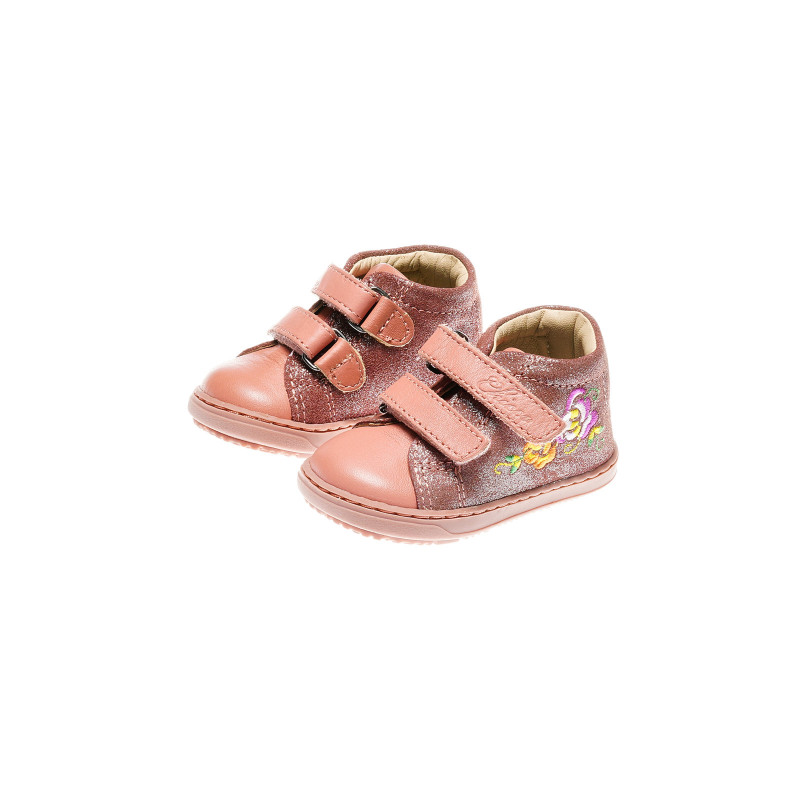 Δερμάτινα παπούτσια για κοριτσάκι, ροζ με μπροκάρ  39983