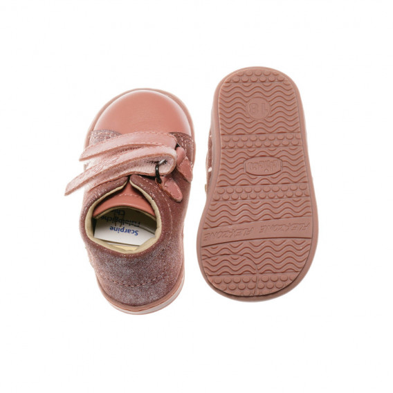 Δερμάτινα παπούτσια για κοριτσάκι, ροζ με μπροκάρ Chicco 39985 3