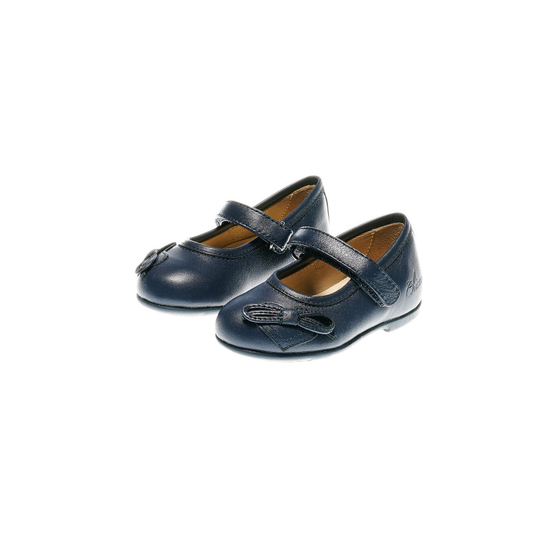 Δερμάτινα παπούτσια για κορίτσια σε μπλε με φιόγκο  40091