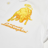 Μπλουζάκι πόλο για αγόρι, σε λευκό χρώμα με κεντημένο έμβλημα της μάρκας Lamborghini 40749 3
