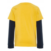 Βαμβακερό μπλουζάκι για αγόρι, σε κίτρινο χρώμα με μανίκια σε αντίθεση Name it 4075 2